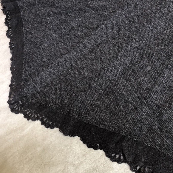 Hollister Dark Gray Long-Sleeve Scalloped Edge Shirt Top Size S - Picture 4 of 8